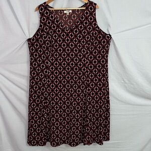 Dressbarn Black, Red & White Interlocking Chain Print Sleeveless Dress 22W